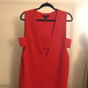 Low v-neck red cocktail dress
